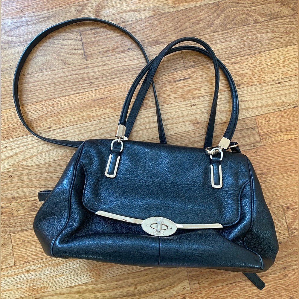 Coach Madison Madeline 25169 black leather satchel handbag